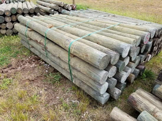 5" X 8' TREATED WOOD POSTS (32)