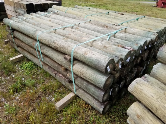 5" X 8' TREATED WOOD POSTS (32)