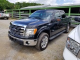 2013 BLACK FORD F150 TRUCK, LARIAT, 4X4, ECOBOOST, HAS BED COVER, MILES SHO