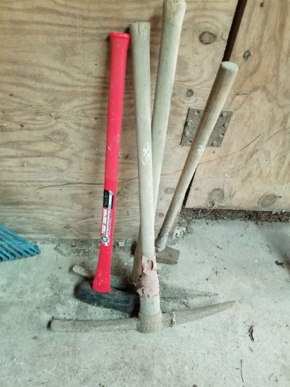 2 PICK AXES AND 2 SLEDGE HAMMERS