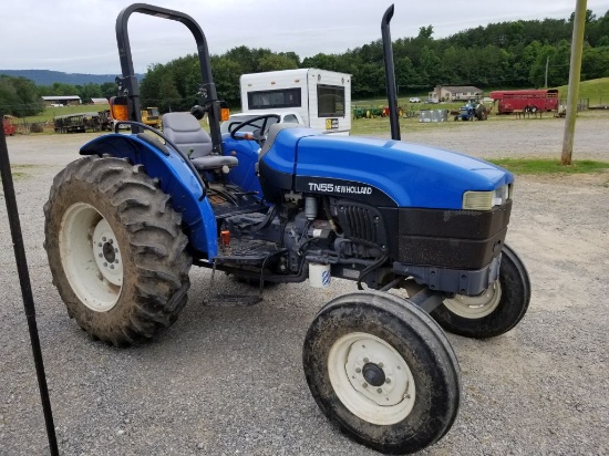 NEW HOLLAND TN55 TRACTOR, ONE OWNER, 632 HOURS GUARANTEED BY OWNER, BARN KE