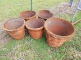 CLAY MATCHING FLOWER POTS (5)