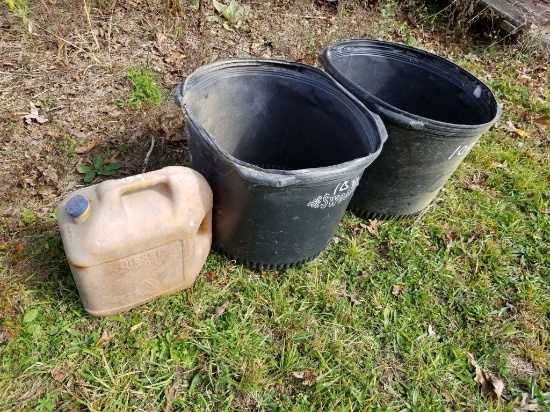 SWEETLIX TUBS (2) AND 5 GAL DIESEL JUG