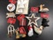 10 Red Shed Christmas Ornaments Lot, 1 angel night light ALL PROCEEDS FROM