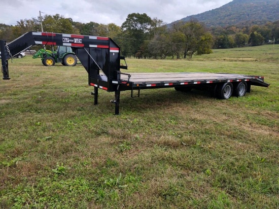 ELITE 20' WITH 5' DOVE FLATBED GOOSENECK TRAILER, WITH RAMPS, TANDEM AXLE,