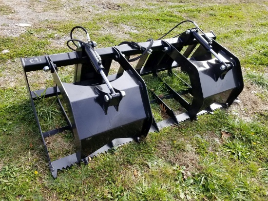 NEW QUICK ATTACH 80" HYDRAULIC GRAPPLE BUCKET, 9" TINE SPACING