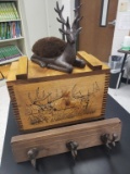 Buck Ammo Box w/dove tailed corners, Stag boot Brush (one prong missing), S