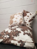 10. Mutt Nation Large Bed Pillow for Dogs & 2 cowhide look throw pillows AL