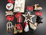 10 Red Shed Christmas Ornaments Lot, 1 angel night light ALL PROCEEDS FROM