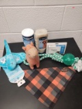 38. Dog Toy Lot, 4 toys, Dog Stocking, Chew bone scented Capstar Flea Drop