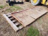 HEAVY DUTY WOODEN 12' GATE AND RED 11' GATE W/ PLYWOOD