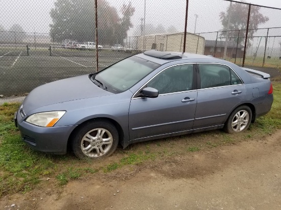 2007 HONDA UEX ACCORD CAR, VIN: 1HGCM56857A076184, MILES SHOWING: 187,636