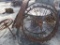 ANTIQUE IRON WAGON WHEELS (11) ASSORTED SIZES FROM 2' - 4', AND WOODEN SPOO