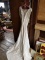 100% SILK WEDDING GOWN, SIZE UNKNOWN, WITH VAIL