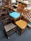 2 WOODEN CHAIRS AND 1 ANTIQUE WOODEN ROCKING CHAIR