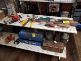 ANTIQUE TOOLS, FUEL CAN, HUTTO GRINDER IN CASE