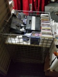 METAL CRATE ON WHEELS W/ ATARI 7800 PRO SYSTEM, PLAYSTATION 2, CDS