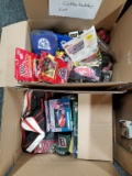 2 BOXES OF NASCAR COLLECTIBLES AND COORS CLOCK