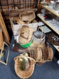 WOODEN CRATES, WOVEN BASKETS, WOODEN SMALL CHEST
