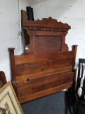 ANTIQUE WOODEN HEADBOARD AND FOOTBOARD 53