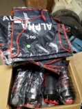 BOX OF NEW ATHLETIC CUPS AND DRAWSTRING BACKPACKS