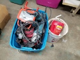 TOTE OF HAND TOOLS AND BUCKET OF TOOLS