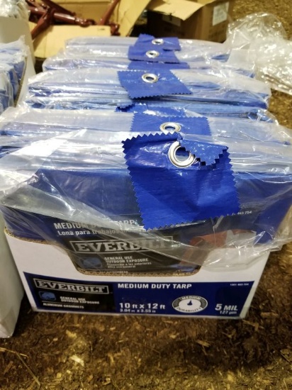 NEW 10 X 12 EVERBILT MEDIUM DUTY BLUE TARPS (7)