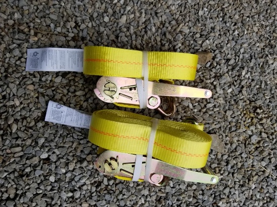 NEW 2" X 27 YELLOW RATCHET STRAPS (2)