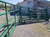 NEW 12' GREEN CORRAL PANELS, 3 BRACE, WITH PINS, 5' TALL (SET OF 10 FOR ONE