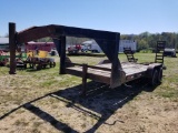 18' X 7' GOOSENECK FLATBED TRAILER, TANDEM AXLE, WITH RAMPS, NO TITLE