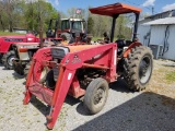 TAFE 45DI TRACTOR WITH MASSEY FERGUSON 232 FRONT END LOADER, HOURS SHOWING: