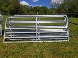 NEW 10' GALV GATE, 6 BAR, WITH HINGES AND CHAIN