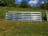 NEW 16' GALV GATE, 6 BAR, WITH HINGES AND CHAIN