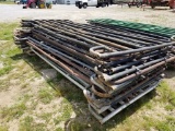 STACK OF ASSORTED SIZED USED CORRAL PANELS (APPROX 18)