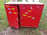 RED METAL TOOL CABINET ON WHEELS 4' WIDE X 42