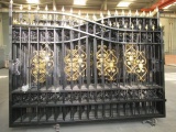 NEW IRON ENTRANCE GATES, 20' SPAN, 10' EACH GATE, NO POSTS, APPROX 7' TALL,