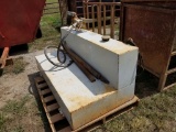 L SHAPED APPROX 110 GAL FUEL TANK WITH 12V DC PUMP