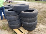 PALLET OF ASSORTED SIZED TIRES (9)