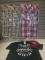 Men's XL Lot: 2 Wrangler Pearlsnap Shirts (1 red and blue plaid, 1 brown an