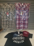 Men's XL Lot: 2 Wrangler Pearlsnap Shirts (1 red and blue plaid, 1 brown an