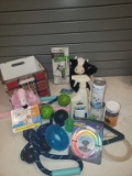 Dog Lot: LED collar; plush cow and flamingo toys; 2 navy tug rope toys; 2 d