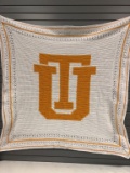 UT orange and white afghan handmade by Loretta Stephens PROCEEDS FROM THIS