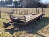 22' WITH 6' DOVE PINTLE HITCH TRAILER, NO TITLE-HOMEMADE, AIR BRAKES, TANDE