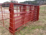 NEW RED STEEL 10' X 5.5' CORRAL PANELS (SET OF 5 FOR ONE MONEY)