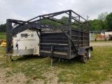 HOMEMADE GOOSENECK 5X10 STOCK TRAILER, NO TITLE, TANDEM AXLE