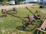 ANTIQUE WAGON FRAME WITH STEEL WHEELS