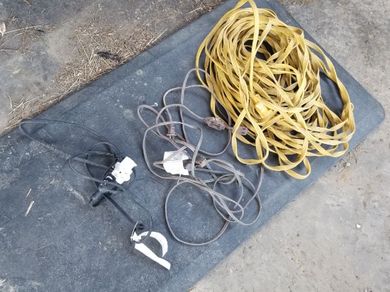 YELLOW EXTENSION CORD, 3 WAY, BROWN EXTENSION CORD, KEPT IN DRY