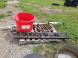PALLET OF FRONT TRACTOR FRONT BUMPER, MINERAL TUB, 4 WHEELER RAMP, WATER FA