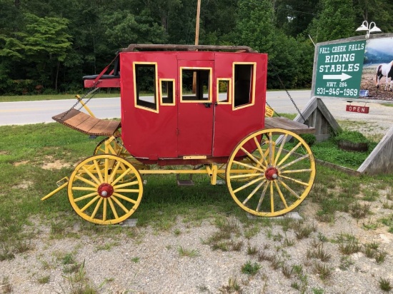 ANTIQUE RED AND YELLOW STAGECOACH WAGON