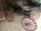 ANTIQUE 1 SEATER RED WOODEN WHEEL BLACK DOCTORS BUGGY